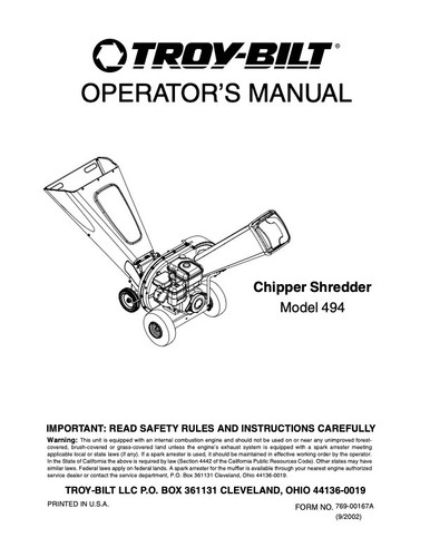Manuale uso lista ricambi - manuale, d'uso